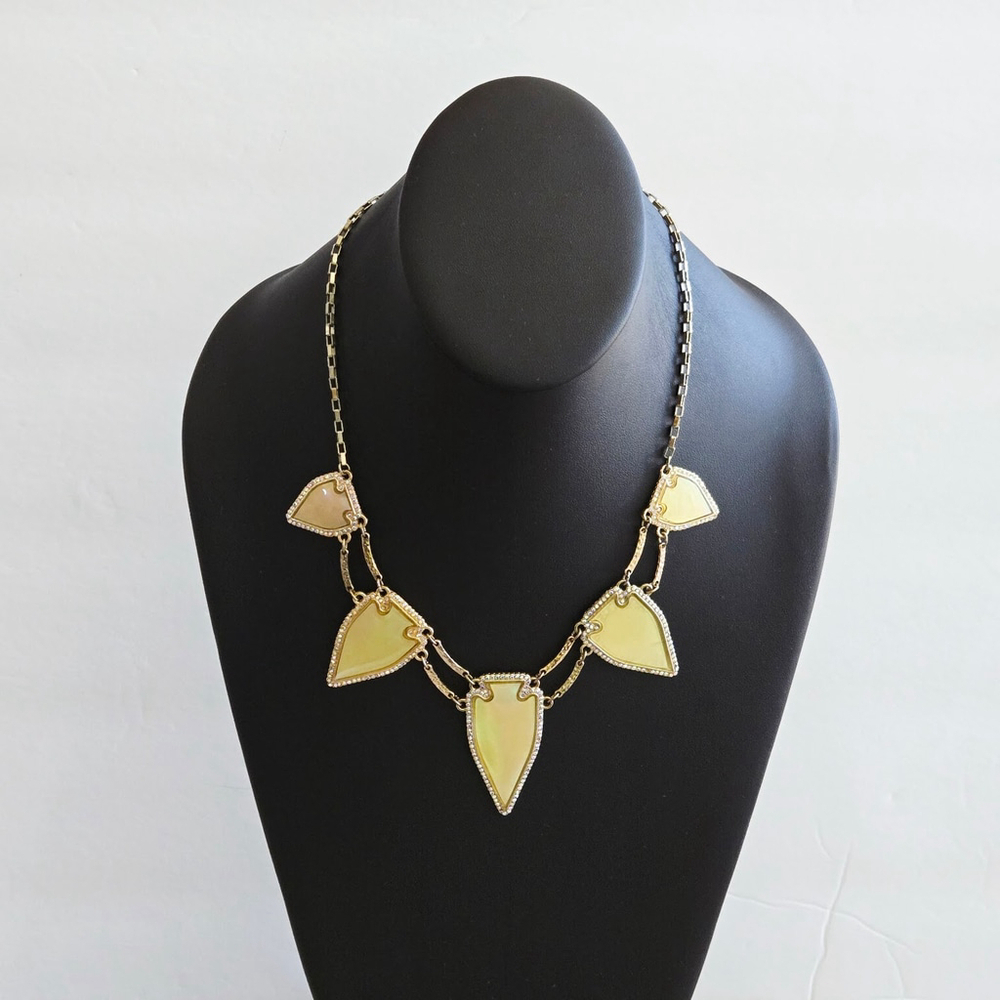 Katy Perry Iridescent Yellow Arrow Rhinestones Border Statement Prism Necklace